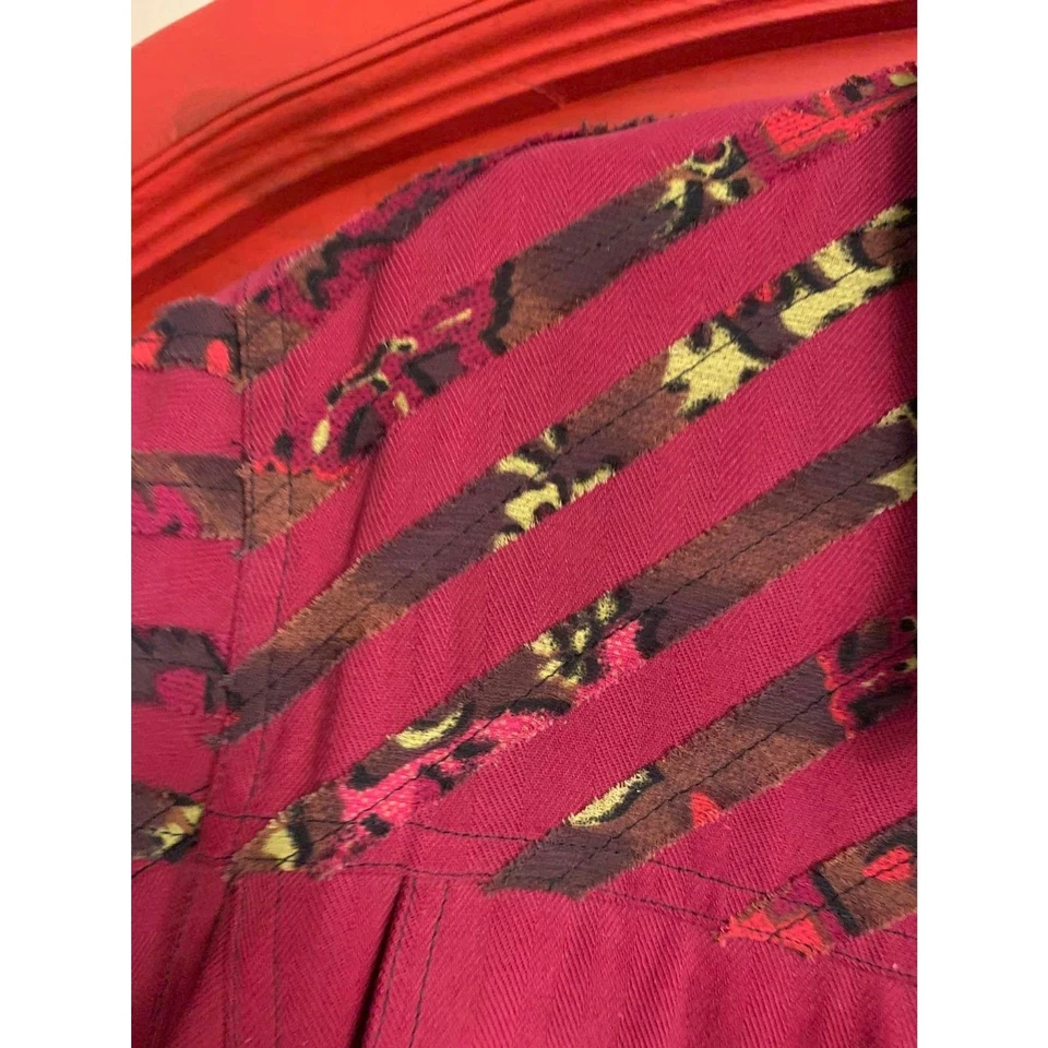 Koos of Course 1X Red Jacket With Animal Print Shoulder Accent Moto Coat EUC - Image 4 of 4