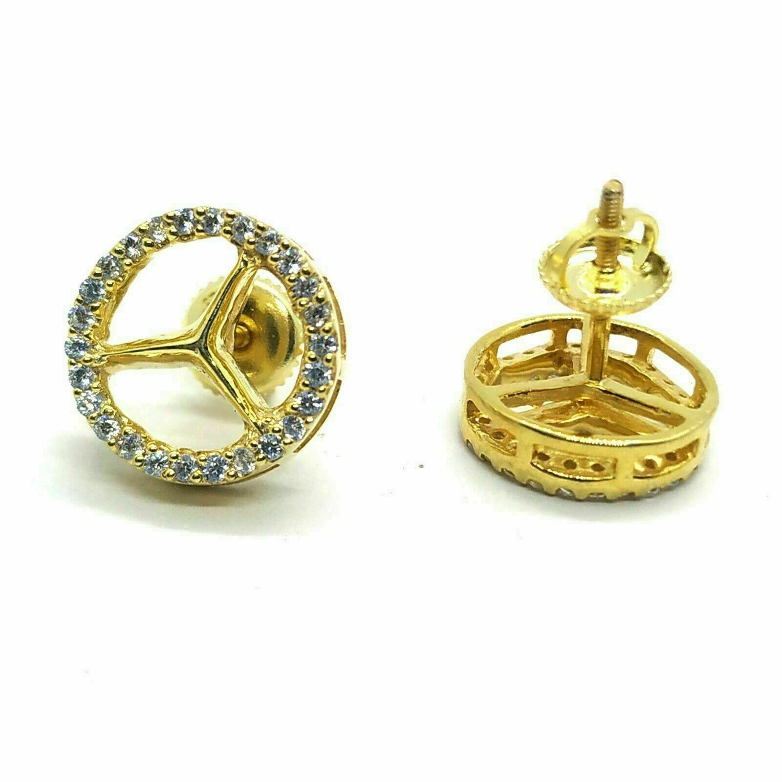 1Ct Round-Cut Lab-Created Diamond ScrewBack Stud Earring 14k Yellow Gold Finish