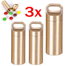 Keychain Medicine Pill Box Case Bottle Holder Waterproof Metal Container 3-PCS