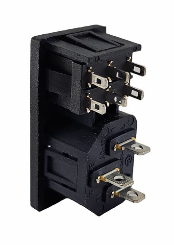 Kaltgeräte-Steckverbinder C-14 10A/250V, mit 6-Pin Umschalter 6A/250V, Ein/Ein - Picture 4 of 5