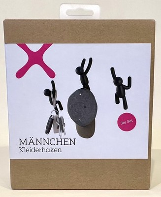 Umbra Buddy Haken Männchen - 3 Wandhaken Garderobe Für Jacken Schals Taschen Neu