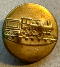 Antique Steam Locomotive Train Button Railroa...