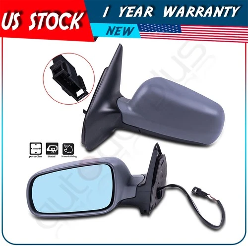 ?Heated Side Mirrors For Jetta Gti Golf Power W/ Blue Tint Pair Manual Fold