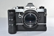 Cuerpo de cámara fotográfica Pentax MX plateada 35 mm SLR + lente SMC 50 mm f/1,4, bobinadora - LEER