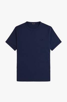 Fred Perry Ringer Tee - Blaues Kurzarm T-Shirt - Größe XL Bekleidung