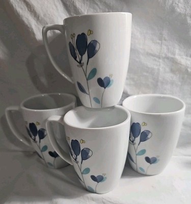 CORELLE COORDINATES PORCELAIN 10 OZ.  SQUARE DALENA  MUGS   SET OF 4