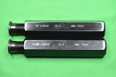 Mid-tech Thread Plug Gage Set CL.X; Go 2.6252''; NoGo 2.6256''