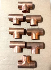 Lot of 8 Copper Tees Mueller & Nibco 2" x 2" x 2"