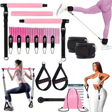 14PCS Pilates Bar Set w/ 6 Resistance Bands 180lbs Home Gym Kit