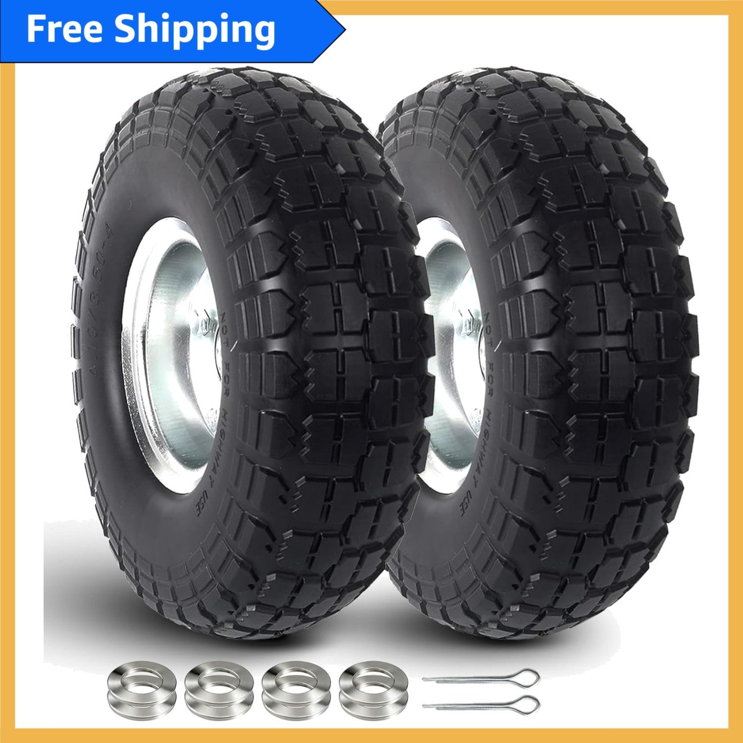 : 10-inch Solid Rubber Tire Wheels - 2-pack Durable Design