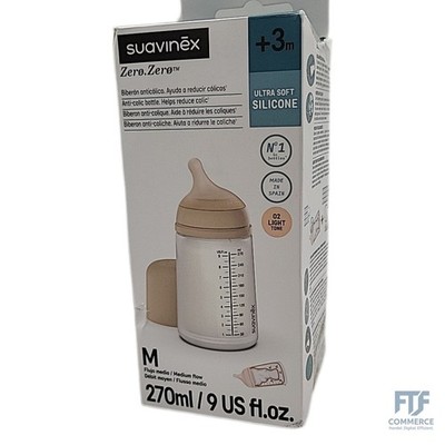 Suavinex, Anti-Colic Babyflasche Zero Zero,mit mittlerem Silikonsauger (M), für