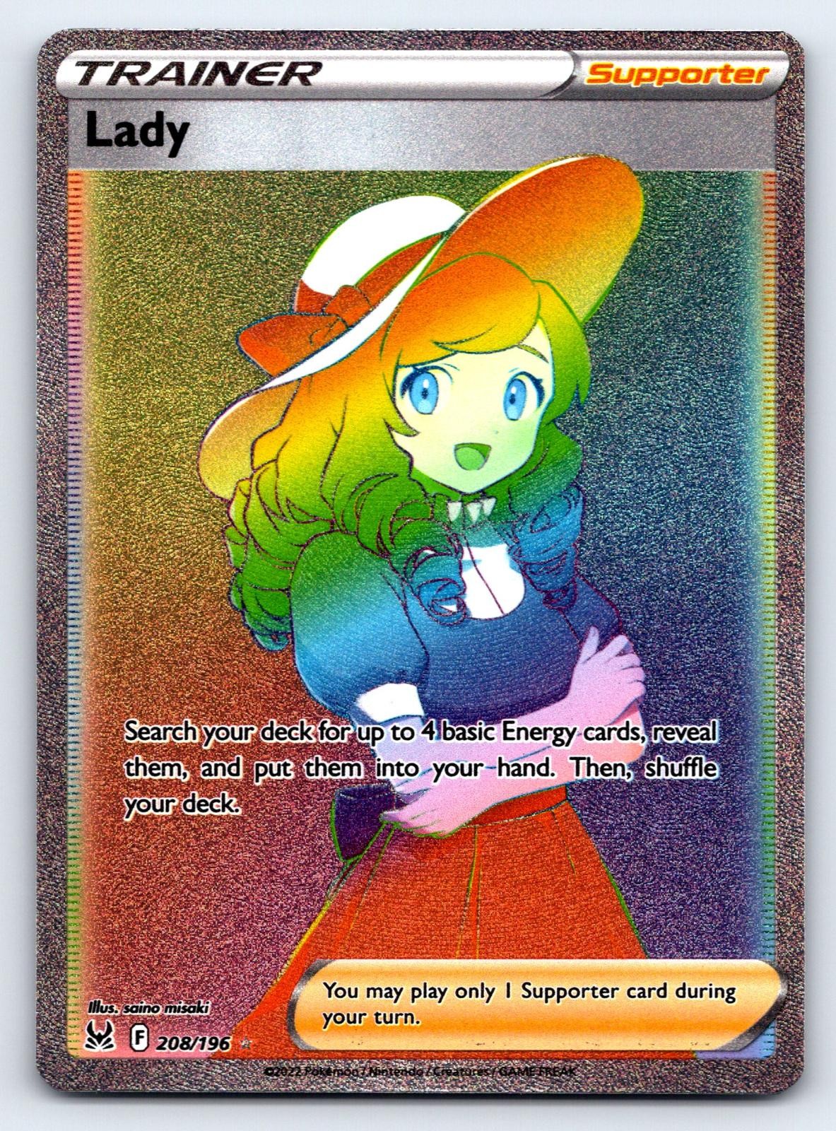 Lady 208/196 Rainbow Rare Lost Origin Pokemon Near Mint