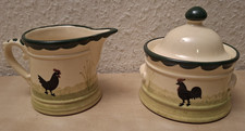 ZELL AM HARMERSBACH, KERAMIK, "HAHN UND HENNE", MILCHKÄNNCHEN,  ZUCKERDOSE