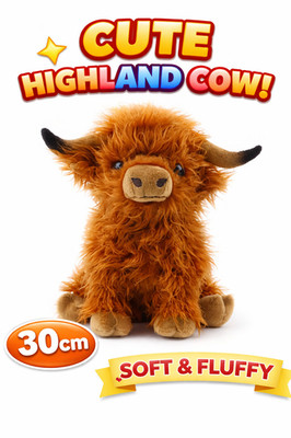 Süße Highlandkuh Plüschtier 30 cm weich flauschig Stofftier Geschenk - Premium Qualität