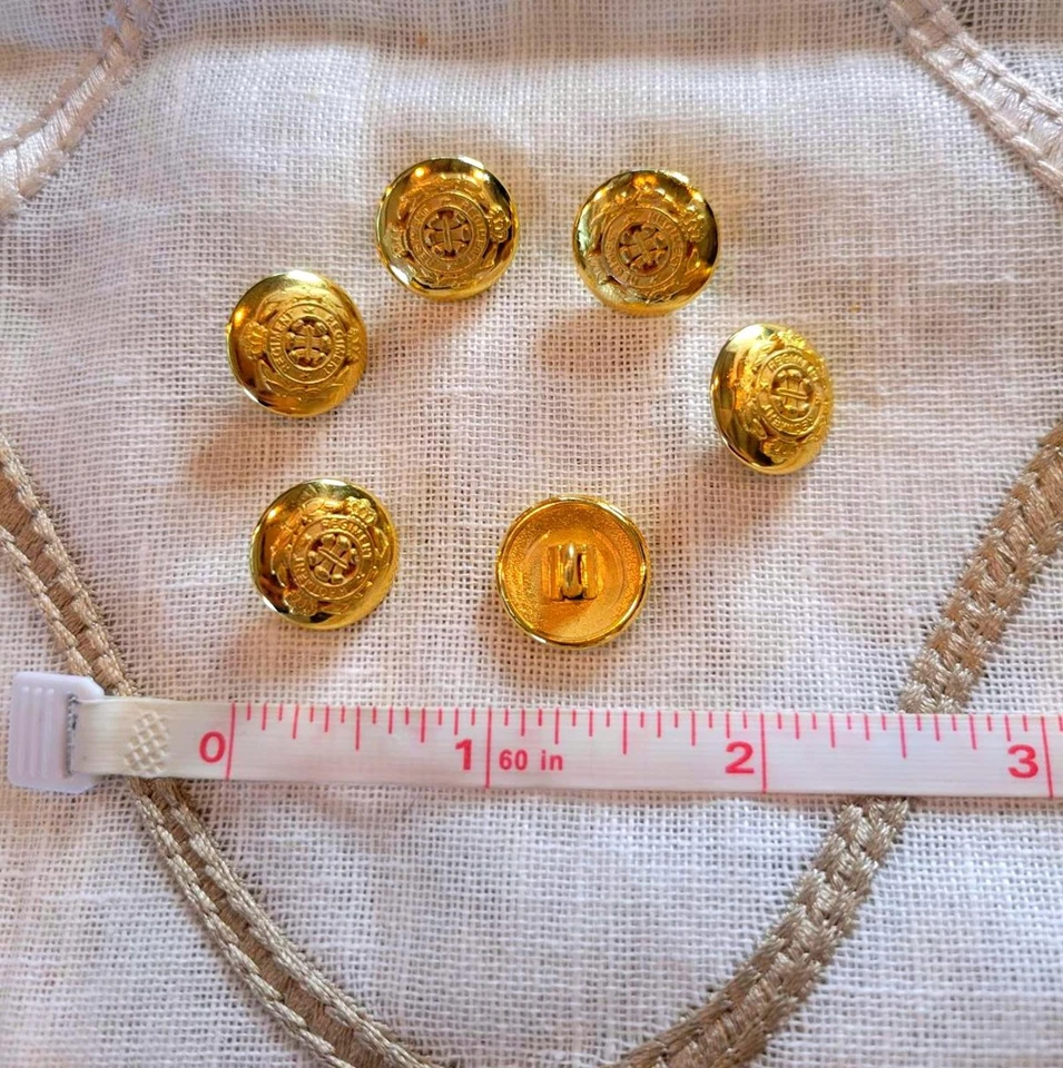 Botones de uniforme de latón estilo regimiento vintage - diseño de escudo militar (6 piezas) Foto 3 de 4