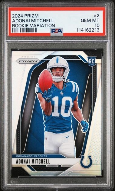 2024 Panini Prizm Rookie Variation SILVER #2 Adonai Mitchell RC graded PSA 10