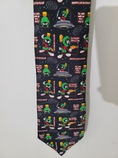 Vintage Looney Tunes Neck Tie, Marvin the Martian Warner Bros. 1999 Novelty Vtg