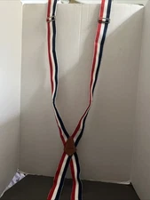 Vintage Action Leathercraft Red White and Blue Suspenders Patriotic Adjustable