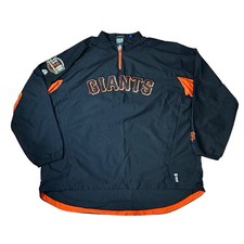 RARE San Francisco Giants 3x World Champions Patch Dugout Jacket Pullover 2XL