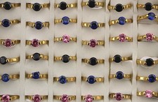 Wholesale Lots 32pcs Stainless Steel Fashion Unisex Round Cubic Zirconia Rings