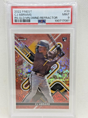 CJ Abrams 2022 Topps Finest #39 Rose Gold Mini Diamond SSP /50 PSA 9 Mint Rookie