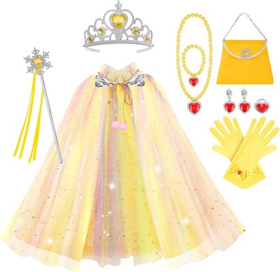 Vicloon Prinzessin Cape Set - 11-teilig Anziehkleidung für kleine Mädchen, ab 3