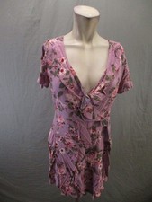 Xhilaration Size S Womens Multicolor Floral V Neck Short Sleeve A Line Dress 273