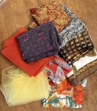 9 PC LOT SCARVES VINTAGE UNBRANDED-SQUARE  RECTANGLE VARIED FABRICS SHEER ETC