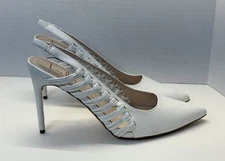 Lulus Syoosh White Pointed-Toe Slingback Pumps Heels Women’s Size 9