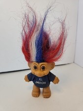 Vintage 1990s Russ Troll Doll All American Red White And Blue Hair 3"