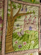 Lambs  Ivy Pink Green Castle Tree Frog Baby Blanket Quilt
