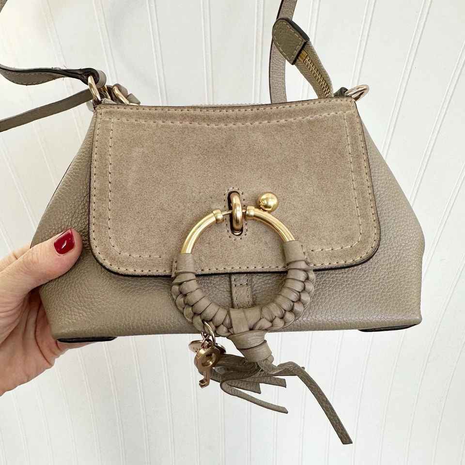 Bandolera See by Chloé Mini Joan Cemento Beige Gris Cuero Gamuza Bolso Cartera Foto 2 de 4