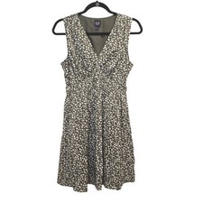 GAP Women's Floral Print V Neck Sleeveless Dress Size Small S Olive Green