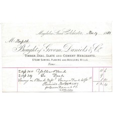 1883 Billhead, Groom, Daniels & Co, Timber Merchants, Magdalen St COLCHESTER