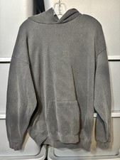 Rare Vintage 80s Black Blank Faded Raglan Made in USA Hoodie Sweatshirt XL H6