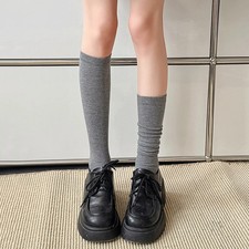 Socks For Women Long New Trend Solid Color Preppy Style Ladies Stockings Plain
