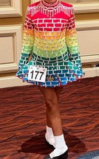 Girls Age 11-13 Irish Dance Dress Rainbow Rhinestone Embroidered by Gavin