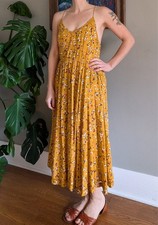 Cooperative Cindy Dress Size 10 Mustard Yellow Ditsy Floral Preppy Cottage Boho