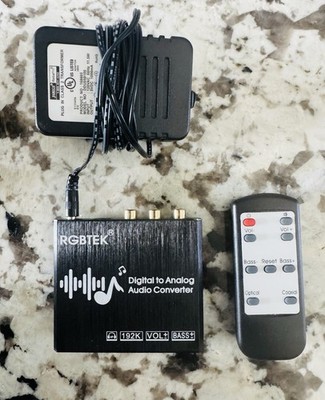 RGBTEK Digital to Analog Audio Converter DAC 192K Optical Coax RCA +Remote Works