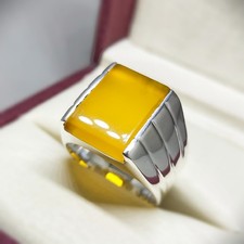 Yemeni Aqeeq Ring For Men, 925 Sterling Silver Natural Agate Ring, Shia Ring
