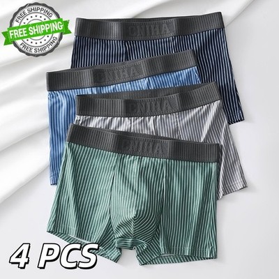 4 PCS Men's Underwear Soft Boxer Briefs Breathable Comfortable Trunks