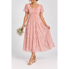 Vintage Susan Bristol Pink Floral Midi Dress Size 8 Made in USA Cottagecore