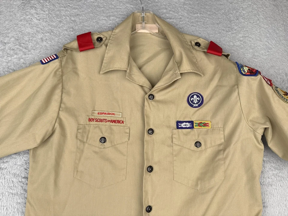 Boy Scouts of America Uniform Shirt Mens Large Short Sleeve Patches Made in USA - Image 4 of 4