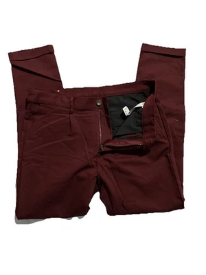 PANTALON CHINO A PINCE ZARA WOMEN taille US 32 FR 42 NEUF BORDEAUX - Photo 1/4