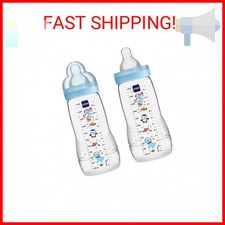 MAM Easy Active Baby Bottles 11oz, Fast Flow Skinsoft Silicone Nipple with Wide