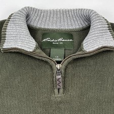 Eddie Bauer 1/4 Zip Sweater Men's Sz Large Long Sleeve Mock Neck Pullover Cotton
