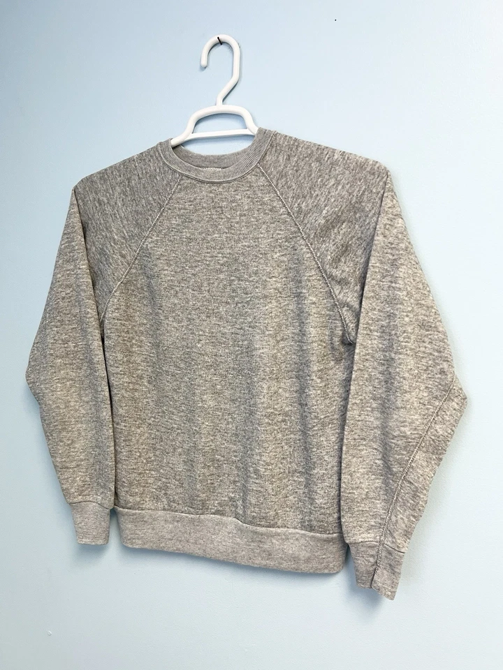 Vintage 60s Tultex Sweatshirt XL Heather Gray Raglan Crewneck Made in USA - Image 4 of 4