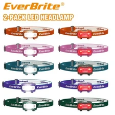 EverBrite 2-Pack LED Headlamp Adjustable 5-Lighting-Modes with 6 AAA Batteries