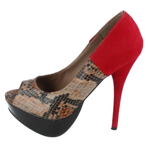 Oferta Mujer L2970 Estampado de Serpiente Salón Peep Toe Zapatos Anne Michelle - Imagen 5 de 10