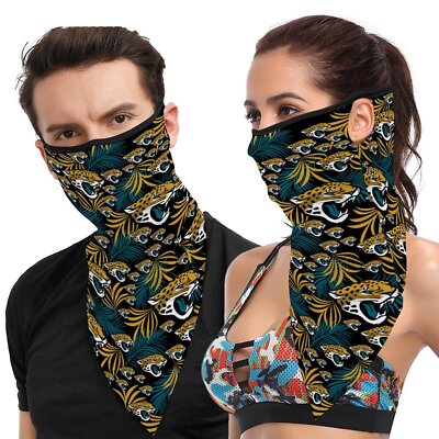 2pcs Jacksonville Jaguars Dustproof Ear Loop Headband Bandana Travel Print Scarf